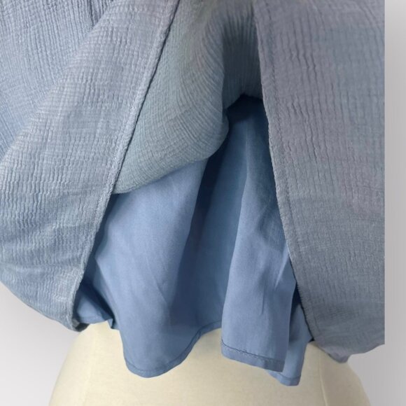 Bluivy Shirt Off Shoulder Cropped Womens Large Blue New Socielle - Picture 6 of 13